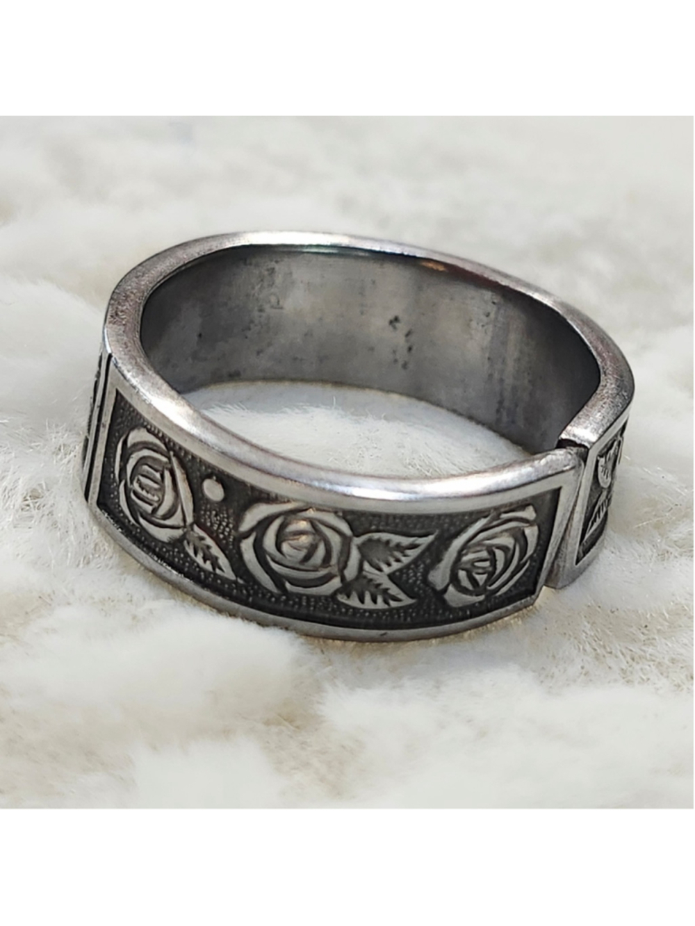 Rose Ring size 13 silverwear spoon ring - Picture 2 of 4